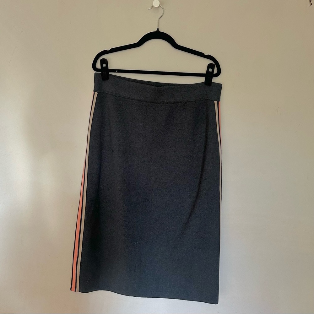 J. Crew Knit Gray Skirt with Pink Stripe NWT